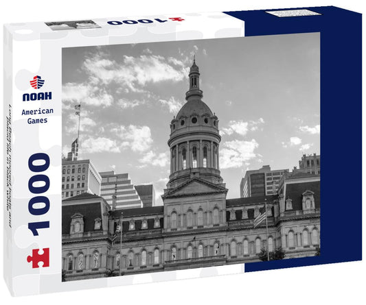 Noah Jigsaw Puzzle Long Beach moored boats and placid life in black white 1000 pieces