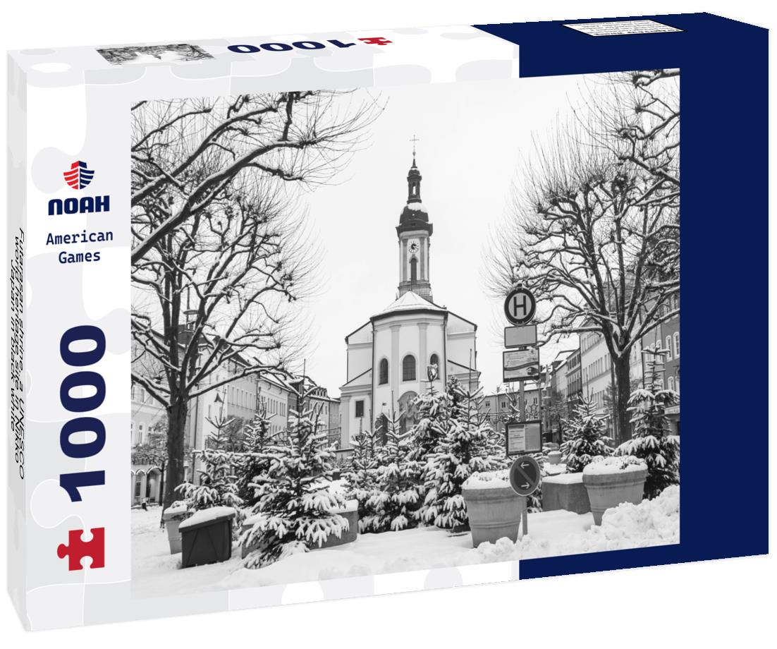 Noah Jigsaw Puzzle Futarasan shrine, a UNESCO world heritage site in Nikko, Japan in black white 1000 pieces