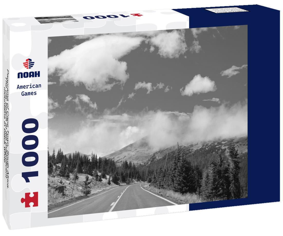 Noah Jigsaw Puzzle Panorama of Cape Town, South Africa. The city beach at the magnificent mountains in black white 1000 pieces