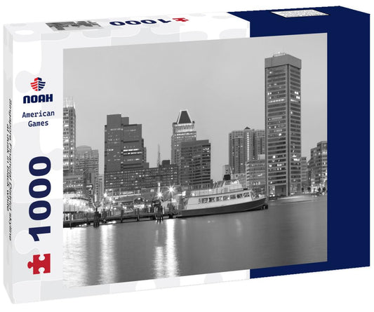 Noah Jigsaw Puzzle Singapore Financial District skyline at dusk in black white 1000 pieces