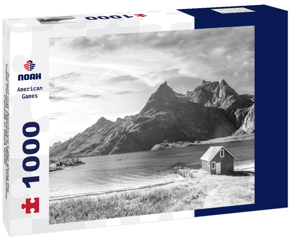 Noah Jigsaw Puzzle Sunset over Kamloops Lake along the Trans Canada Highway in British Columbia, Canada in black white 1000 pieces