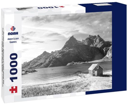 Noah Jigsaw Puzzle Sunset over Kamloops Lake along the Trans Canada Highway in British Columbia, Canada in black white 1000 pieces