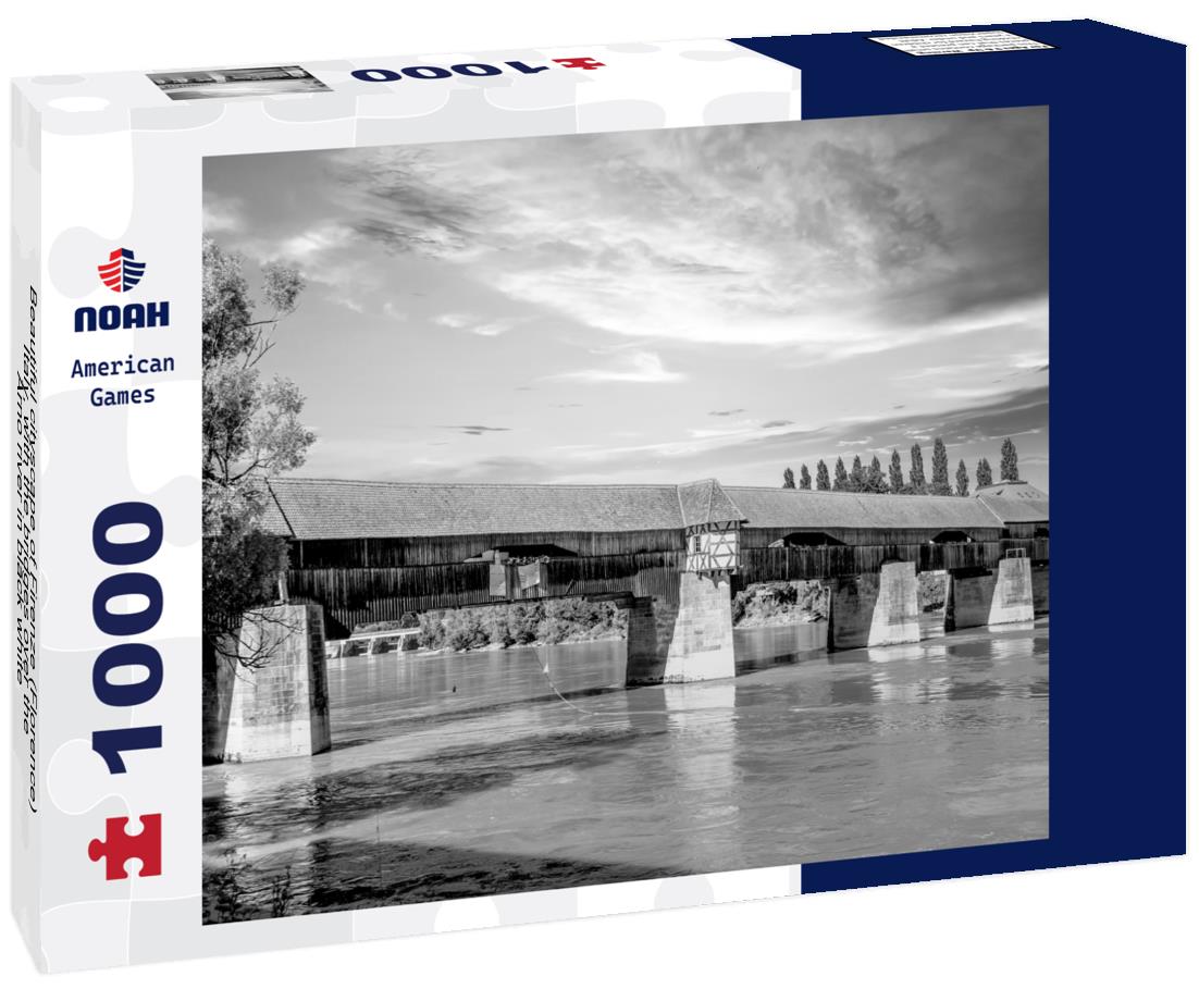 Noah Jigsaw Puzzle Beautiful cityscape of Firenze (Florence), Italy, with the bridges over the Arno river in black white 1000 pieces