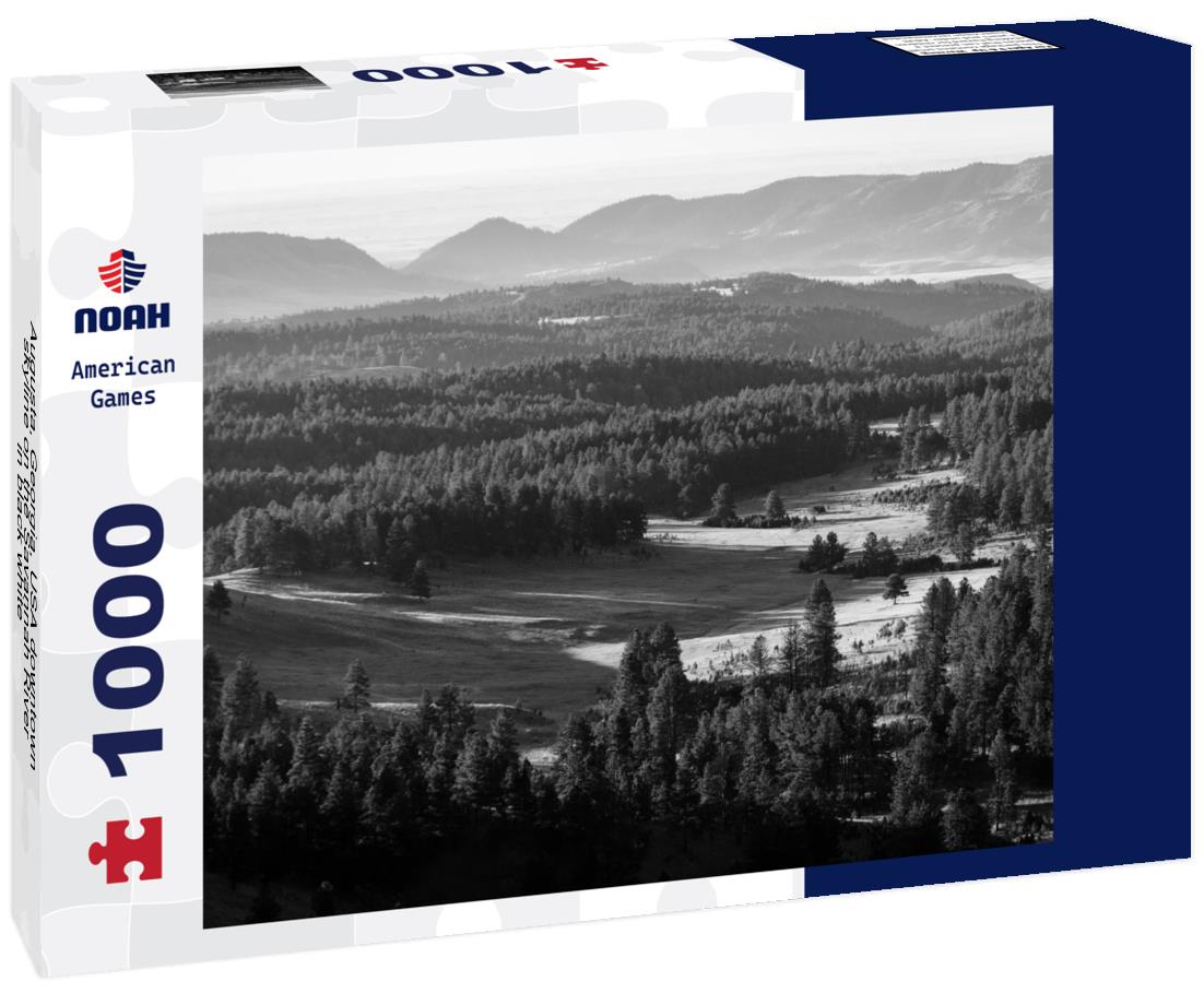 Noah Jigsaw Puzzle Augusta, Georgia, USA downtown skyline on the Savannah River in black white 1000 pieces