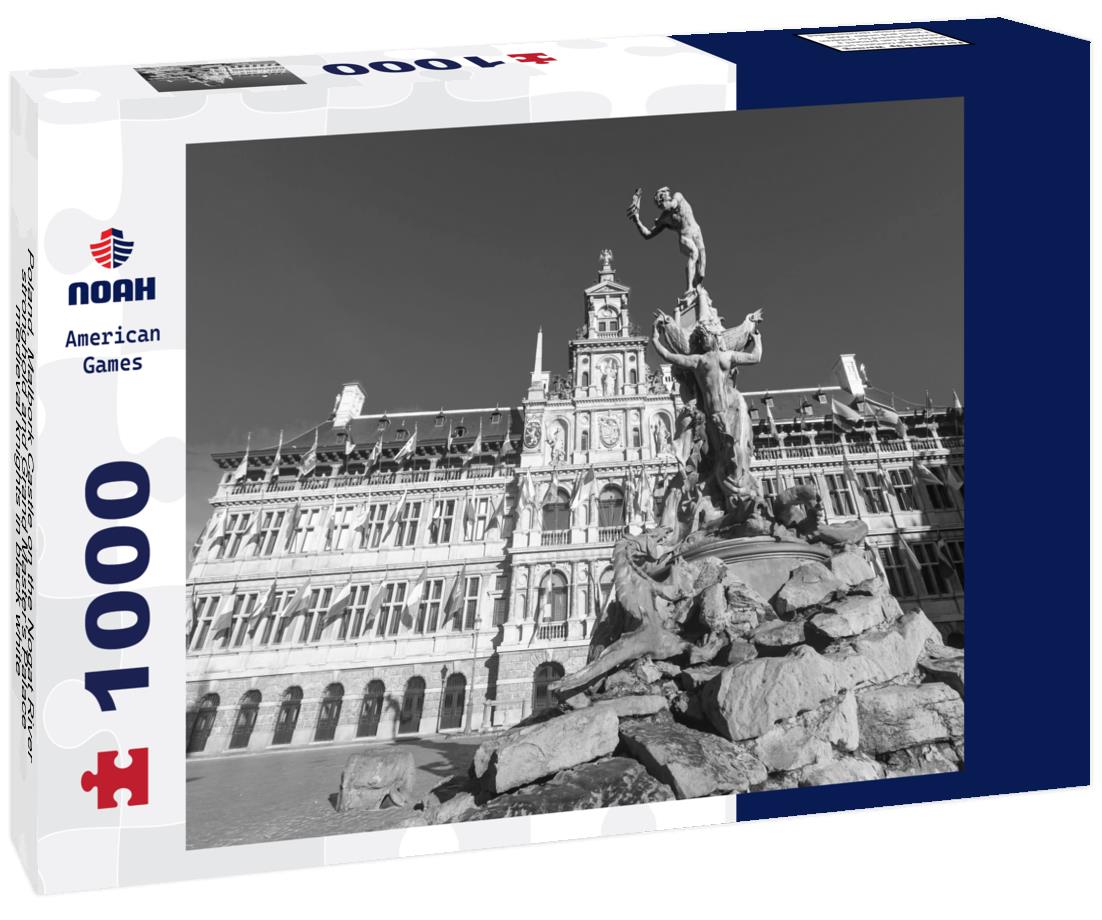 Noah Jigsaw Puzzle Poland, Malbork Castle on the Nogat River, stronghold and Grand Master's Palace, medieval knights in black white 1000 pieces