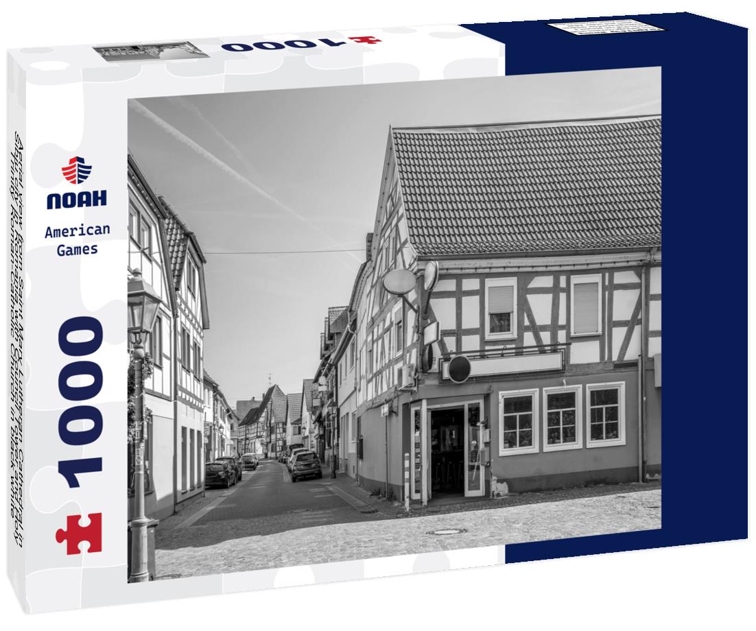 Noah Jigsaw Puzzle Aerial view from Saint Mary Lutheran Cathedral in Sibiu city in Romania with Council Tower and Holy Trinity Roman-Catholic Church in black white 1000 pieces