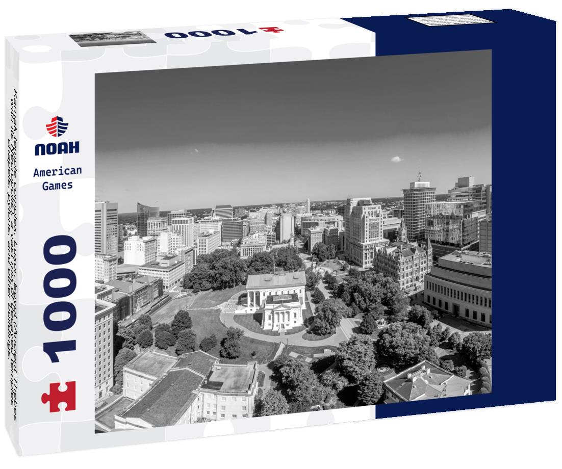 Noah Jigsaw Puzzle Karnak temple complex, Luxor, Egypt (Ancient Thebes with its Necropolis), a vast mix of decayed temples, chapels, pylons, and other buildings. UNESCO World Heritage site in black white 1000 pieces