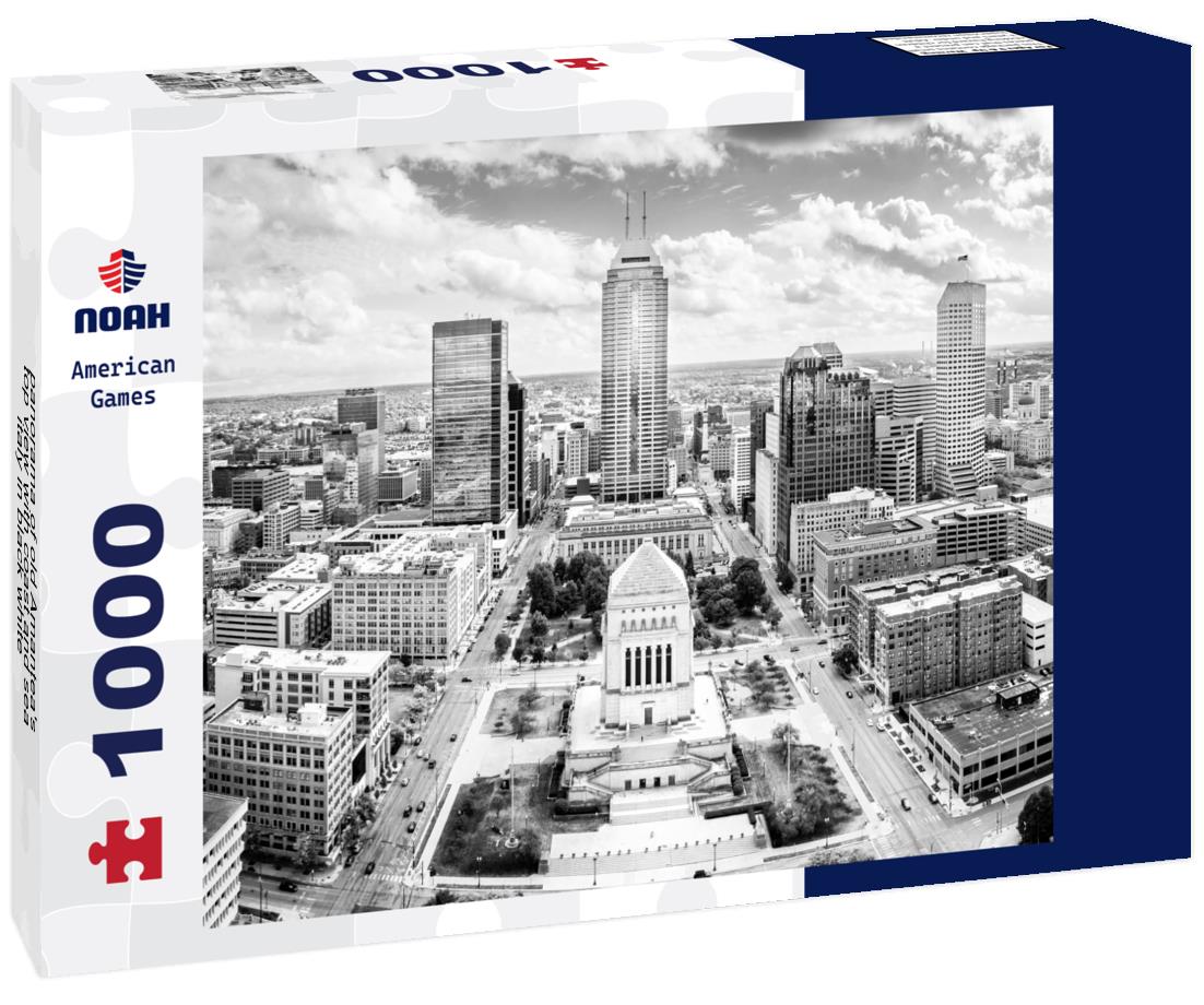 Noah Jigsaw Puzzle panorama of old Amantea's, top view with coast and sea, italy in black white 1000 pieces