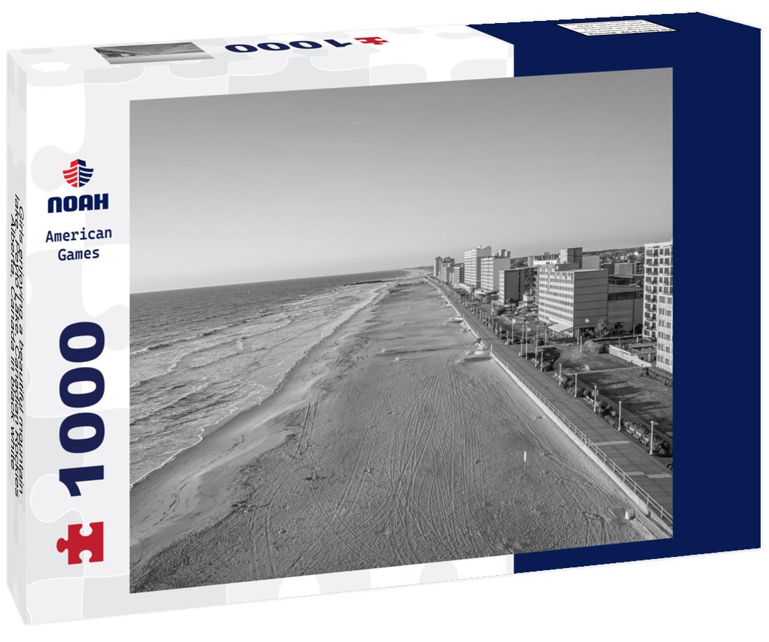 Noah Jigsaw Puzzle Girls enjoying a beautiful mountain lake. Peyto Lake, Canadian Rockies, Alberta, Canada in black white 1000 pieces