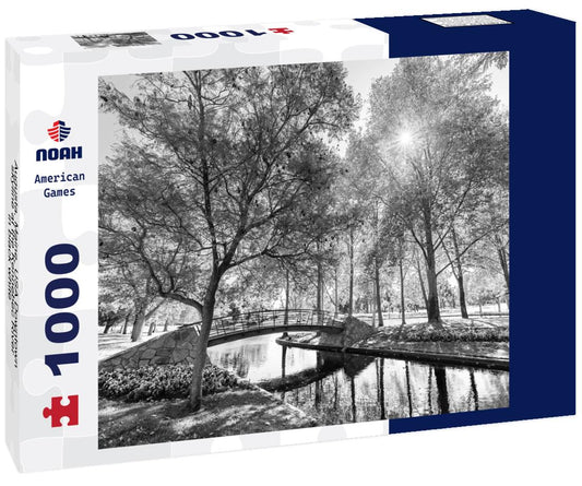 Noah Jigsaw Puzzle Augusta, Maine, USA Downtown skyline at the Kennebec River in black white 1000 pieces