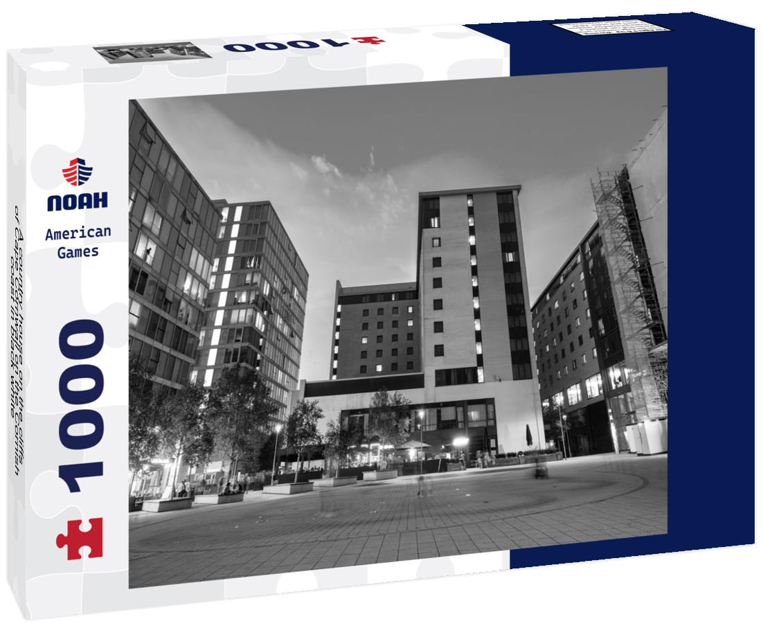 Noah Jigsaw Puzzle A country house on the cliffs of Cape Cornwall on the Cornish coast in black white 1000 pieces