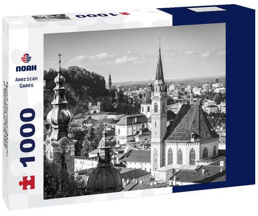 Noah Jigsaw Puzzle Munich Germany (Munich), Panorama City Skyline at Marienplatz City Hall in black white 1000 pieces