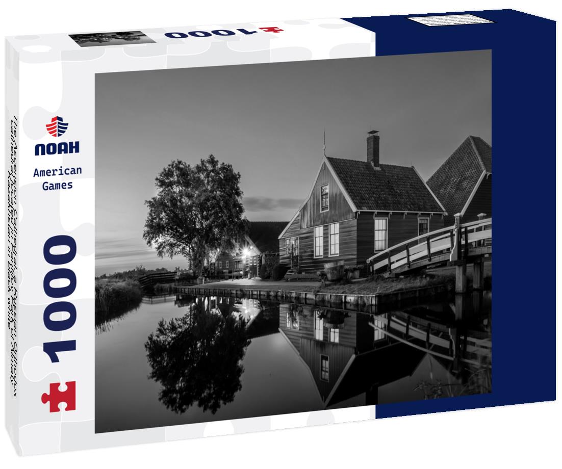 Noah Jigsaw Puzzle The Ascension Cathedral, a Russian Orthodox cathedral located in Panfilov Park of Almaty, Kazakhstan in black white 1000 pieces