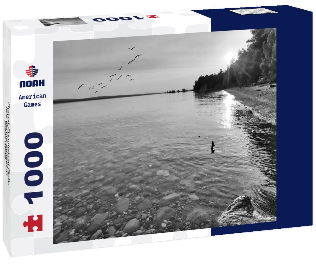 Noah Jigsaw Puzzle Detroit Fountain at Belle Isle during sunset in black white 1000 pieces