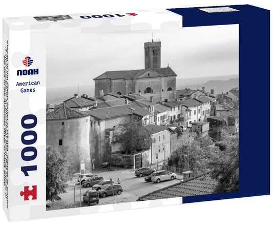 Noah Jigsaw Puzzle Keeper of the Plains Indian in Wichita, Kansas at sunrise. A steel sculpture by Blackbear Bosin that stands at the fork of the Arkansas River in black white 1000 pieces