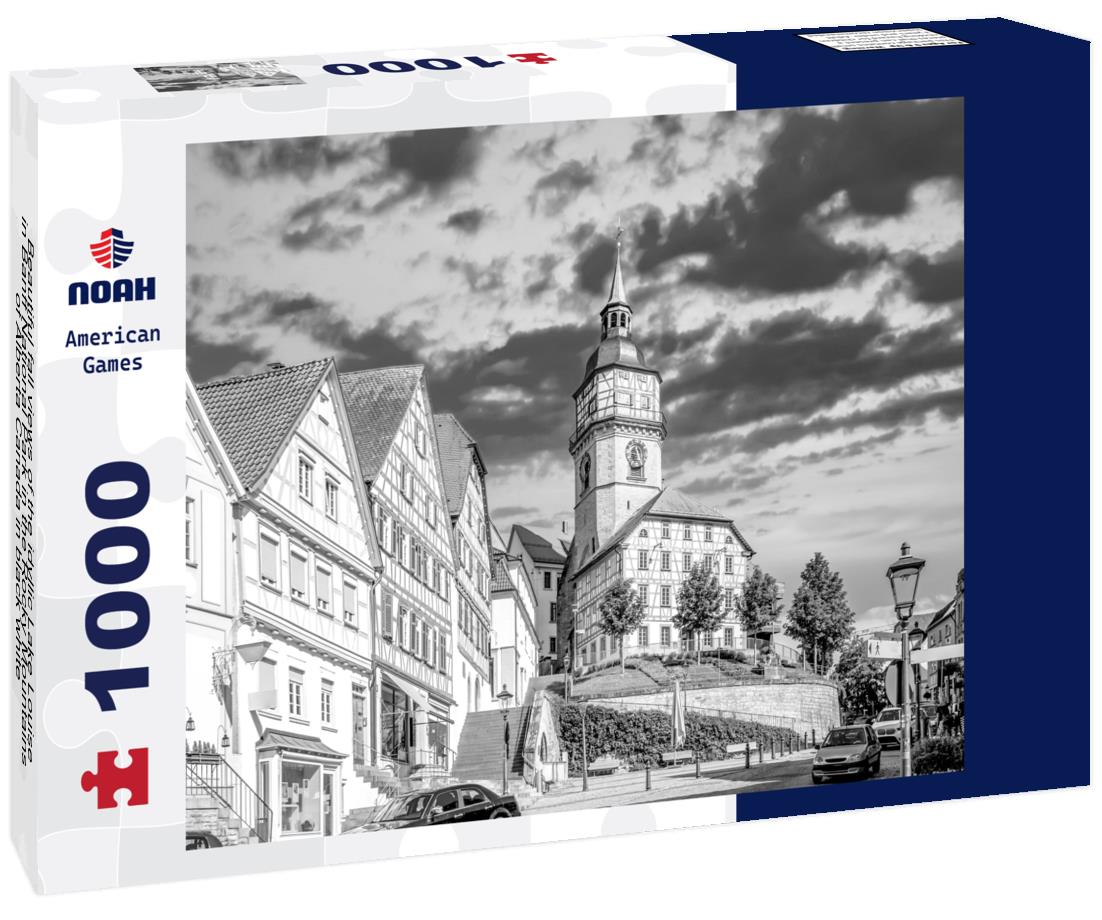 Noah Jigsaw Puzzle Beautiful fall views of the idyllic Lake Louise in Banff National Park in the Rocky Mountains of Alberta Canada in black white 1000 pieces