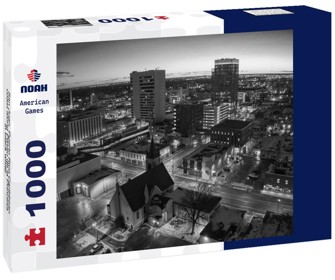 Noah Jigsaw Puzzle San Juan, Puerto Rico Caribbean coast along Paseo de la Princesa in black white 1000 pieces