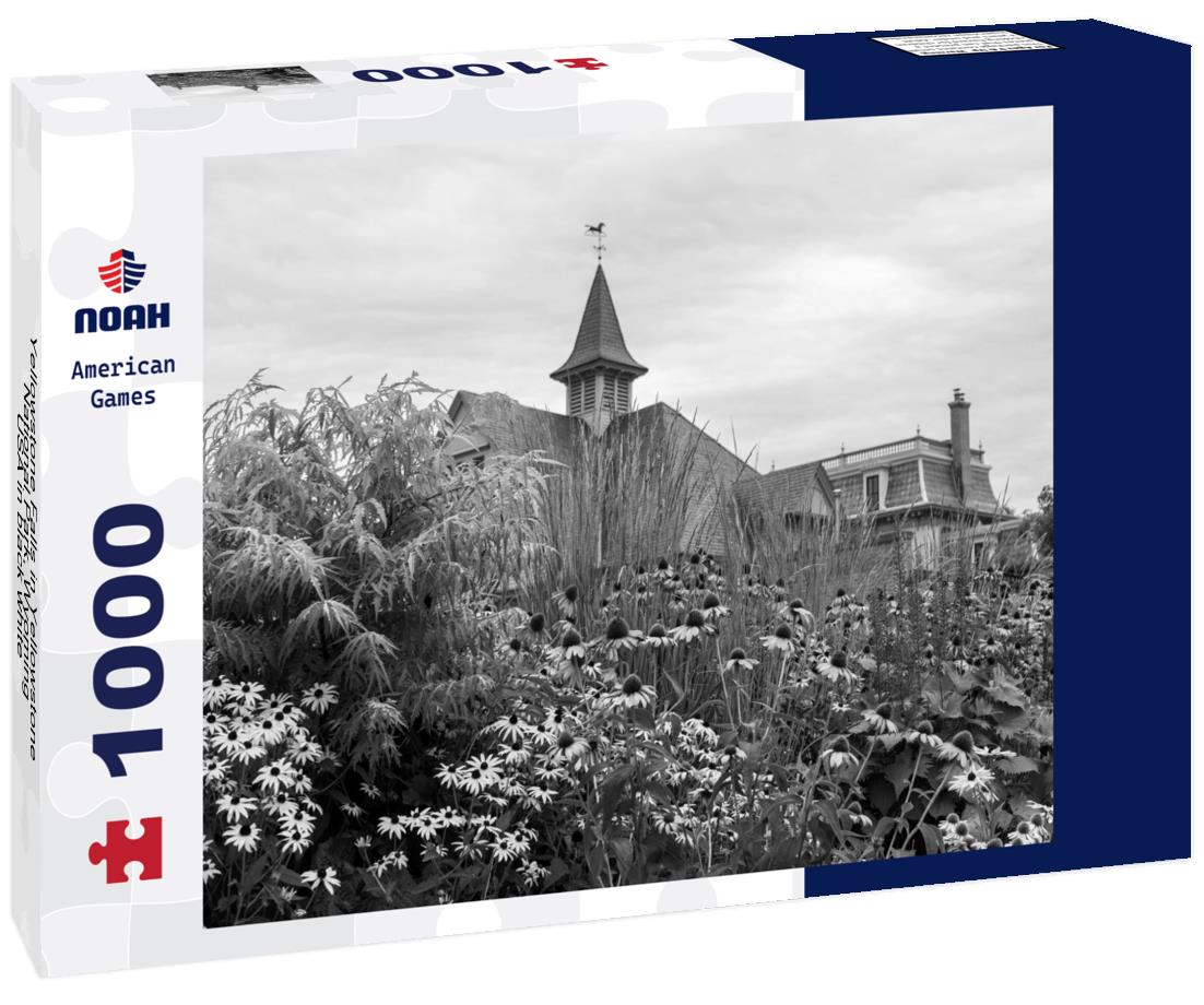 Noah Jigsaw Puzzle Yellowstone Falls in Yellowstone National Park, Wyoming, USA in black white 1000 pieces