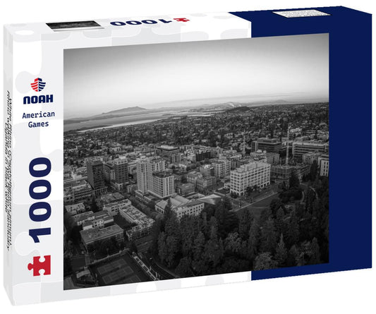 Noah Jigsaw Puzzle White Rhino (Ceratotherium simum). Rhino walking in Ziwa Rhino Sanctuary, Uganda in black white 1000 pieces