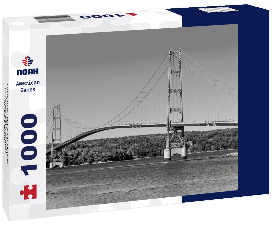 Noah Jigsaw Puzzle Downtown Houston skyline in Texas USA, at dusk in black white 1000 pieces