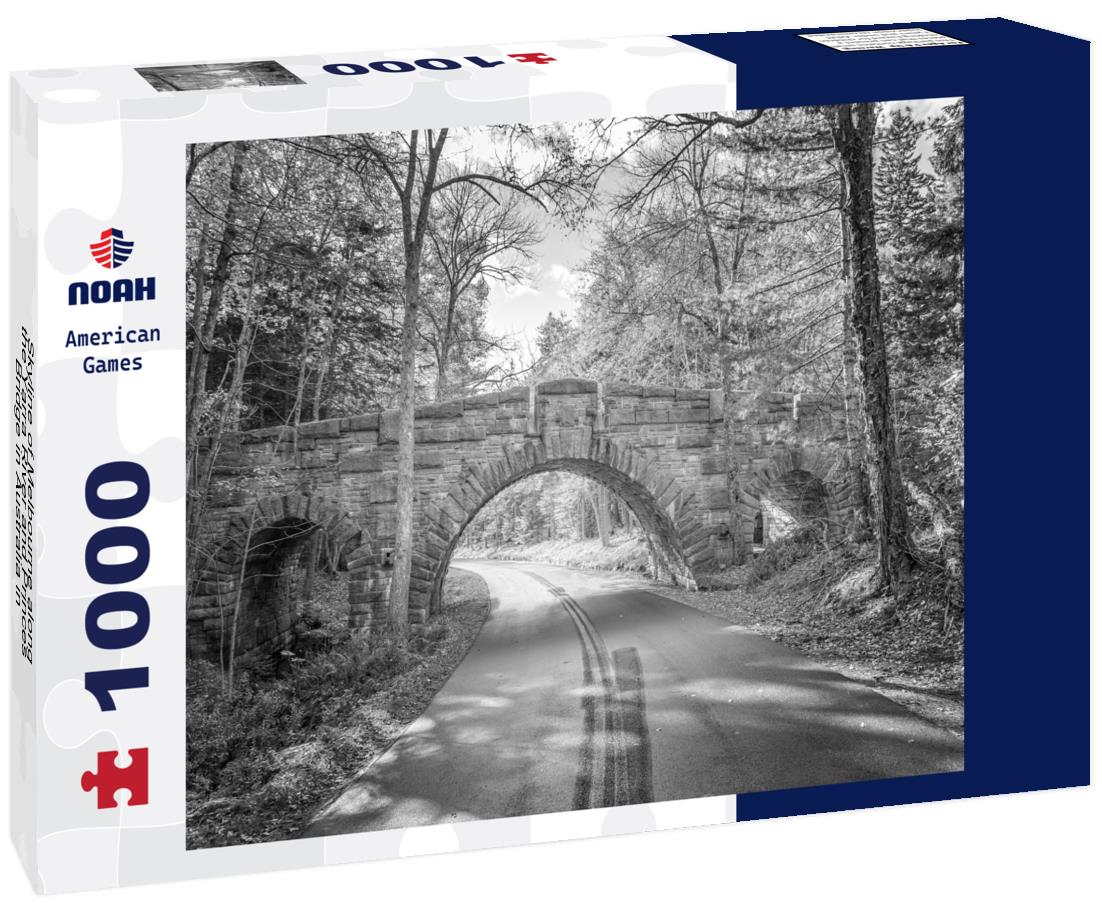 Noah Jigsaw Puzzle Skyline of Melbourne along the Yarra River and Princes Bridge in Australia in black white 1000 pieces