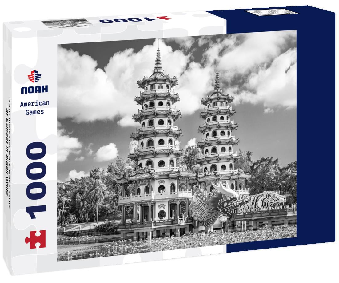 Noah Jigsaw Puzzle Zion National Park Fall Colors at Sunset in black white 1000 pieces