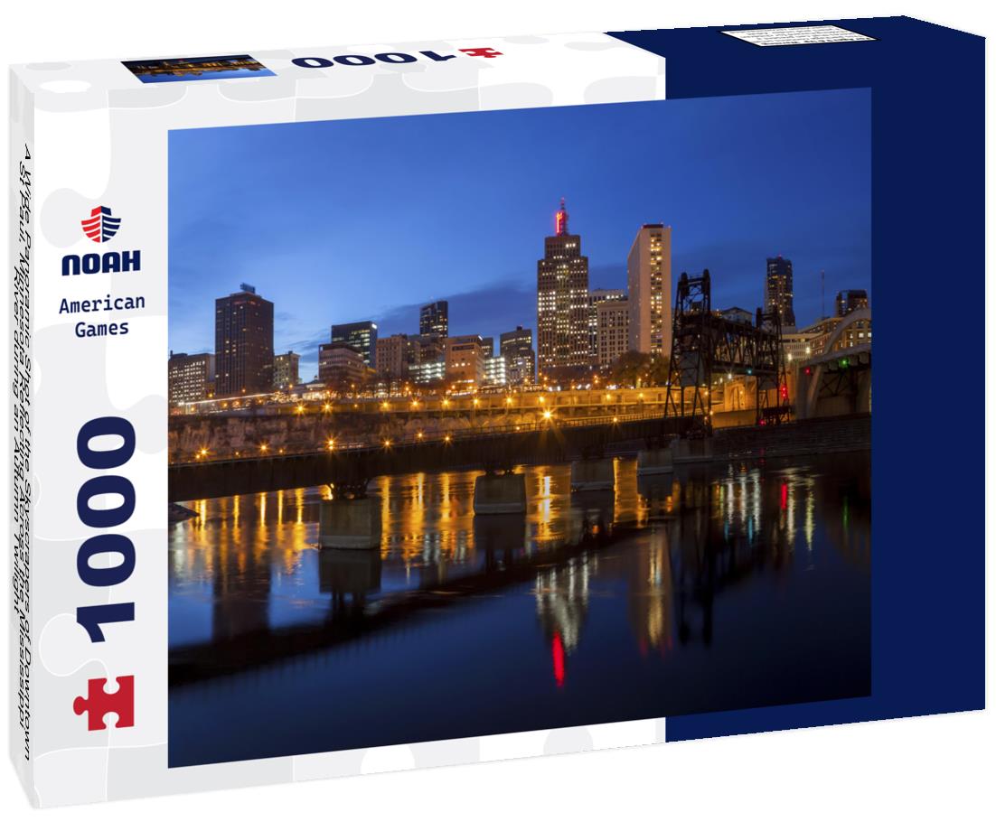 Noah Jigsaw Puzzle A Wide Panoramic Shot of the Skyscrapers of Downtown St Paul, Minnesota Reflecting Across the Mississippi River during an Autumn Twilight 1000 pieces