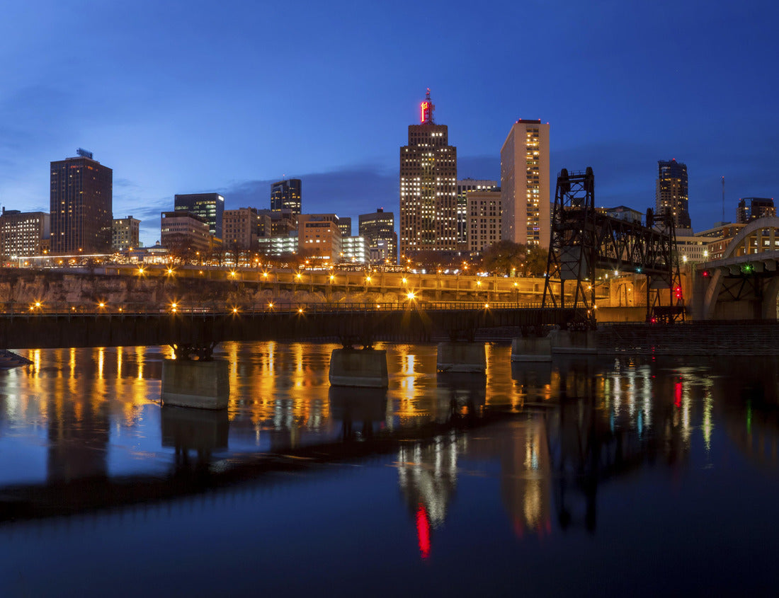 Noah Jigsaw Puzzle A Wide Panoramic Shot of the Skyscrapers of Downtown St Paul, Minnesota Reflecting Across the Mississippi River during an Autumn Twilight 1000 pieces