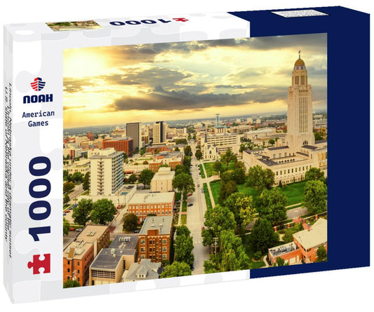 Noah Jigsaw Puzzle Lincoln, Nebraska under a dramatic sunset. Lincoln is the capital city of the U.S. state of Nebraska and the county seat of Lancaster County 1000 pieces