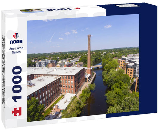 Noah Jigsaw Puzzle Historic Francis Cabot Lowell Mill building at Charles River and Waltham historic city center aerial view in city of Waltham, Massachusetts MA 1000 pieces