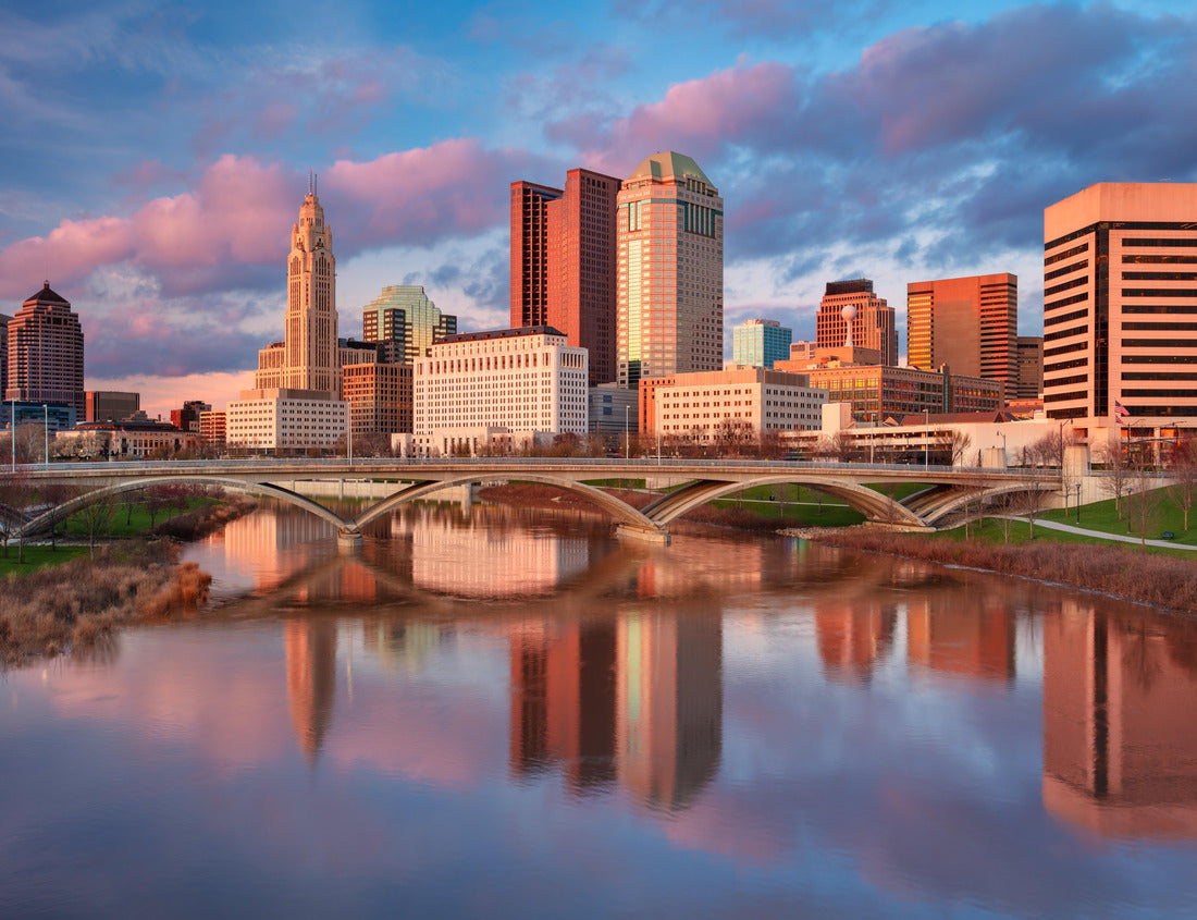 Noah Jigsaw Puzzle Columbus, Ohio, USA. Cityscape image of Columbus, Ohio, USA downtown skyline with the reflection of the city in the Scioto River in springtime 1000 pieces