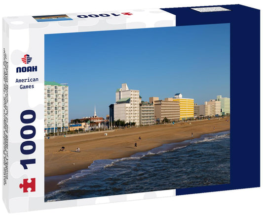 Noah Jigsaw Puzzle Virginia Beach, city in the state of Virginia, at the Atlantic coast, United States of America, during clear sky, and surfers enjoying the waves 1000 pieces