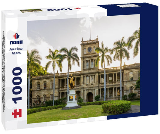 Noah Jigsaw Puzzle Statue of King Kamehameha in downtown Honolulu, Hawaii in front of King Kamehameha V Judiciary History Center. The statue had its origins in 1878 1000 pieces