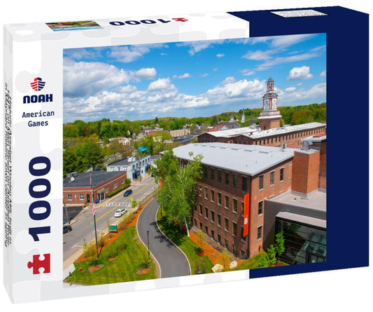 Noah Jigsaw Puzzle Historic Assabet Woolen Mill, built in 1847, on Main Street on Assabet River in Maynard historic town center in spring, Maynard, Massachusetts, USA 1000 pieces