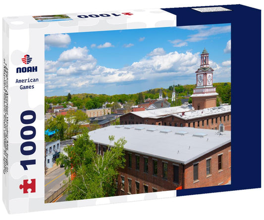 Noah Jigsaw Puzzle Historic Assabet Woolen Mill, built in 1847, on Main Street on Assabet River in Maynard historic town center in spring, Maynard, Massachusetts, USA 1000 pieces