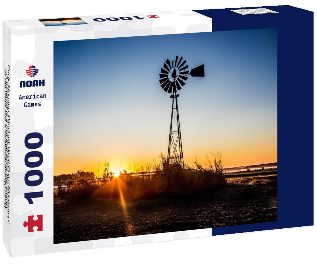 Noah Jigsaw Puzzle Early Morning Windmill West Point Mississippi. A windmill is a mill that turns the energy of the wind into a rotational energy using sails or blades 1000 pieces