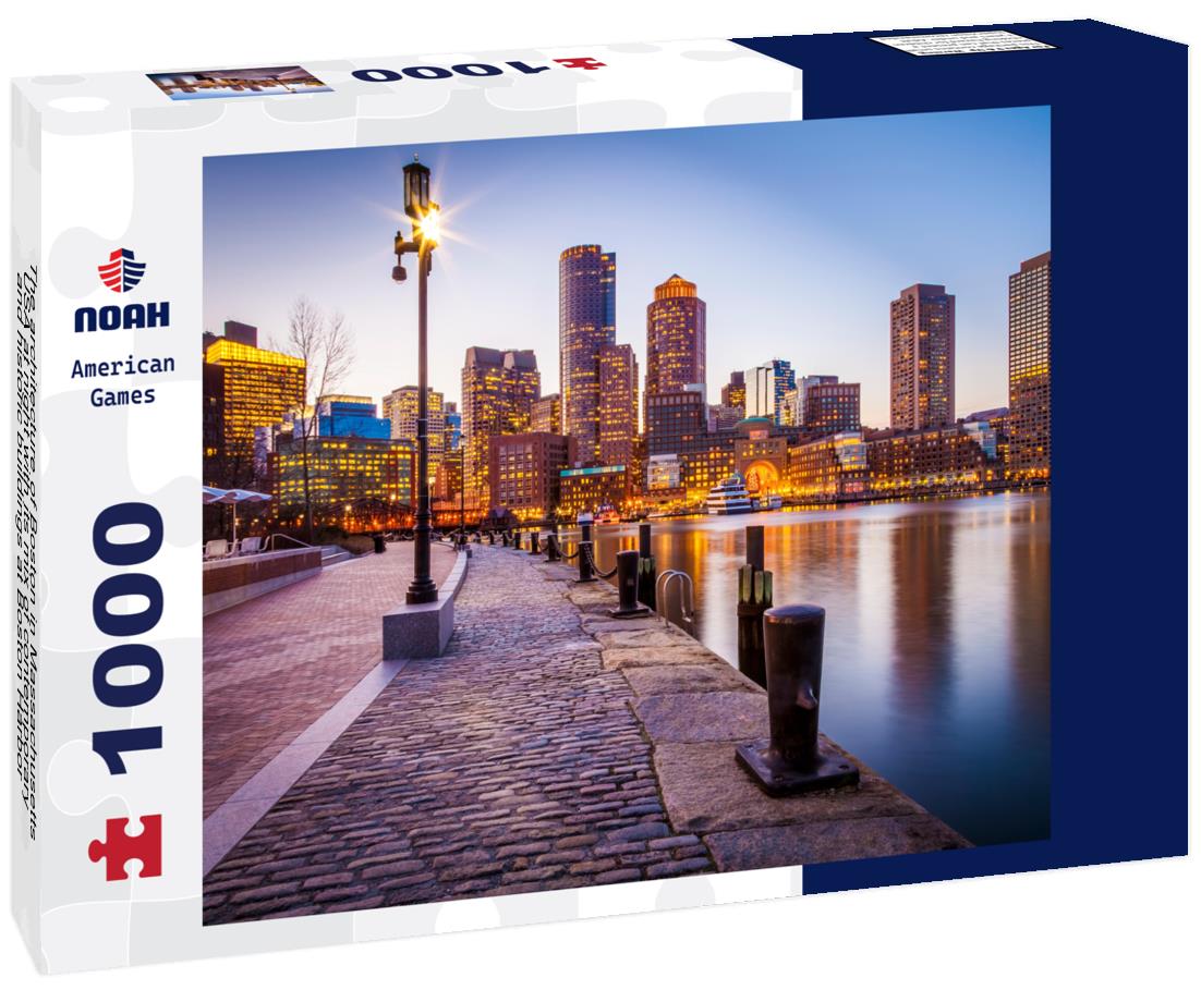 Noah Jigsaw Puzzle The architecture of Boston in Massachusetts, USA at night with its mix of contemporary and historic buildings at Boston Harbor and Financial District 1000 pieces