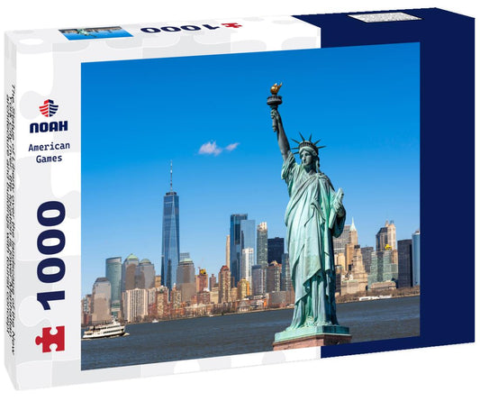 Noah Jigsaw Puzzle The Statue of Liberty over the landscape of the New York City river, the location is lower Manhattan, architecture and buildings with tourist concept 1000 pieces