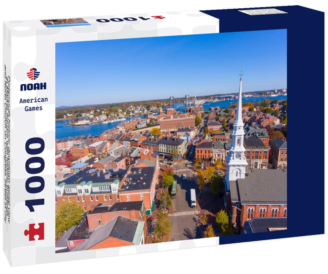 Noah Jigsaw Puzzle Portsmouth historic downtown aerial view at Market Square with historic buildings and North Church on Congress Street in city of Portsmouth, New Hampshire NH 1000 pieces