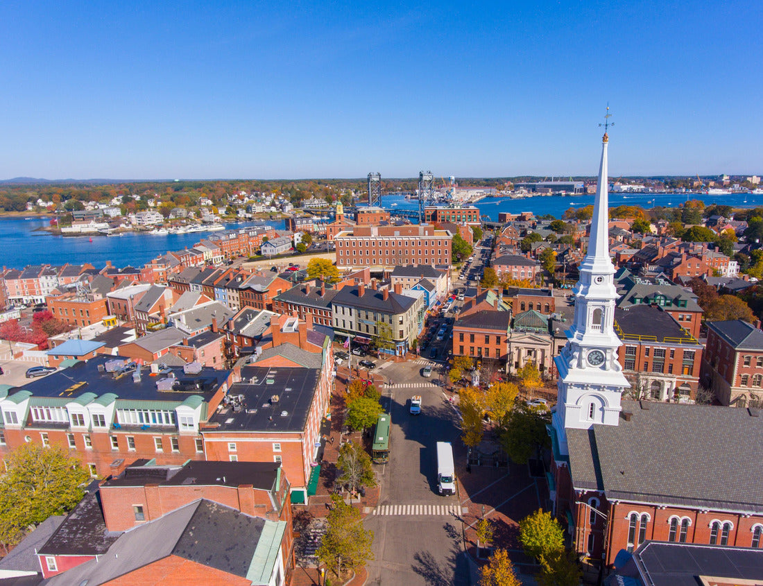 Noah Jigsaw Puzzle Portsmouth historic downtown aerial view at Market Square with historic buildings and North Church on Congress Street in city of Portsmouth, New Hampshire NH 1000 pieces