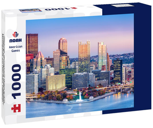 Noah Jigsaw Puzzle Pittsburgh, Pennsylvania skyline at dusk. Located at the confluence of the Allegheny, Monongahela and Ohio rivers, Pittsburgh is also known as "City of Bridges" 1000 pieces