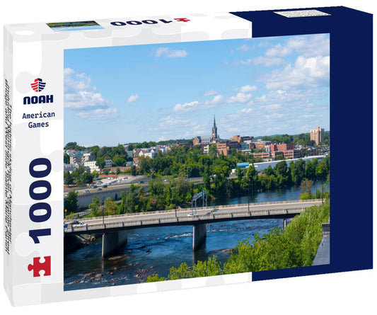 Noah Jigsaw Puzzle The historic skyline of Manchester, including Merrimack River, Granite Street Bridge and West Side Sainte Marie Parish Church in Manchester, New Hampshire NH, USA 1000 pieces