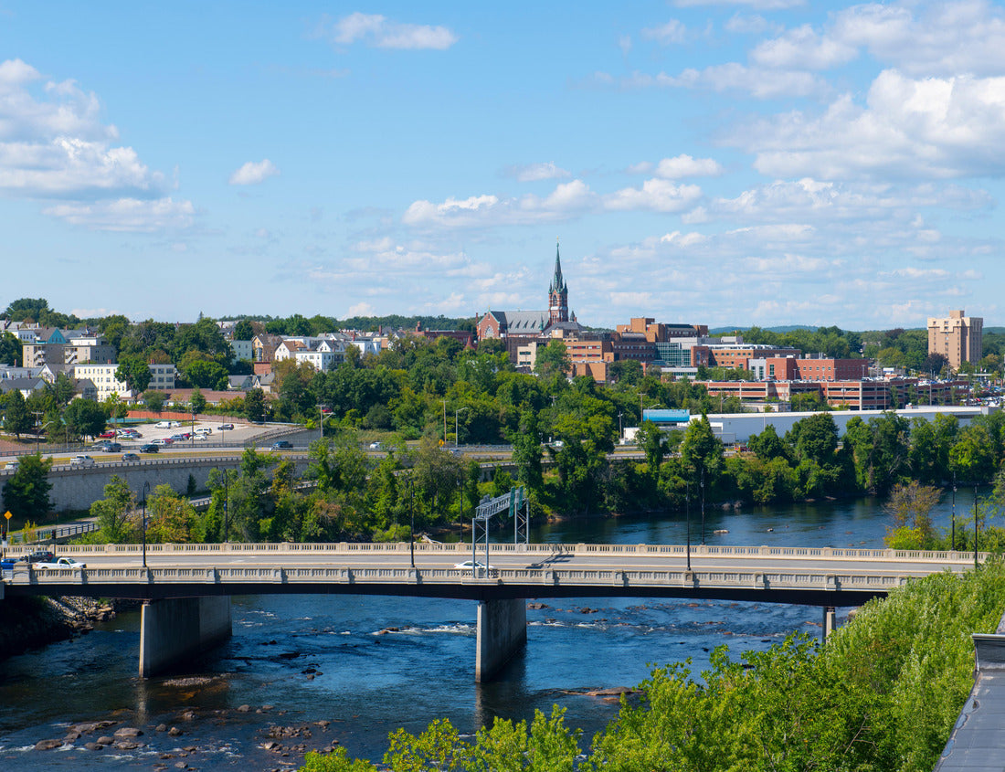 Noah Jigsaw Puzzle The historic skyline of Manchester, including Merrimack River, Granite Street Bridge and West Side Sainte Marie Parish Church in Manchester, New Hampshire NH, USA 1000 pieces