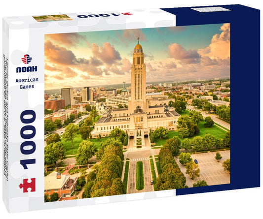 Noah Jigsaw Puzzle Lincoln skyline and Nebraska State Capitol. The Nebraska State Capitol is the seat of government for the U.S. state of Nebraska and is located in downtown Lincoln 1000 pieces