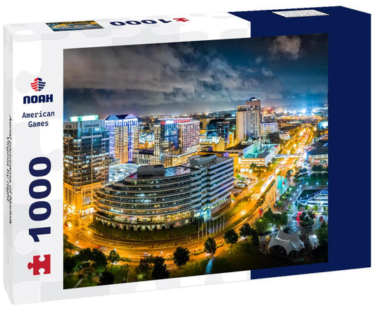 Noah Jigsaw Puzzle Aerial panorama of Norfolk Virginia by night 1000 pieces
