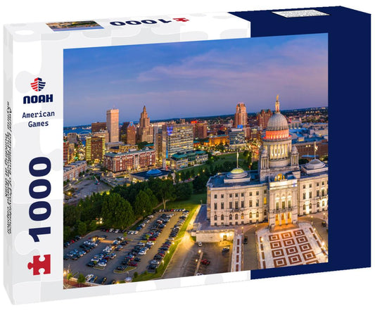 Noah Jigsaw Puzzle Aerial panorama of Providence skyline and Rhode Island capitol building at dusk 1000 pieces