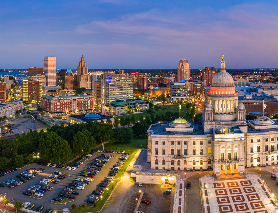 Noah Jigsaw Puzzle Aerial panorama of Providence skyline and Rhode Island capitol building at dusk 1000 pieces