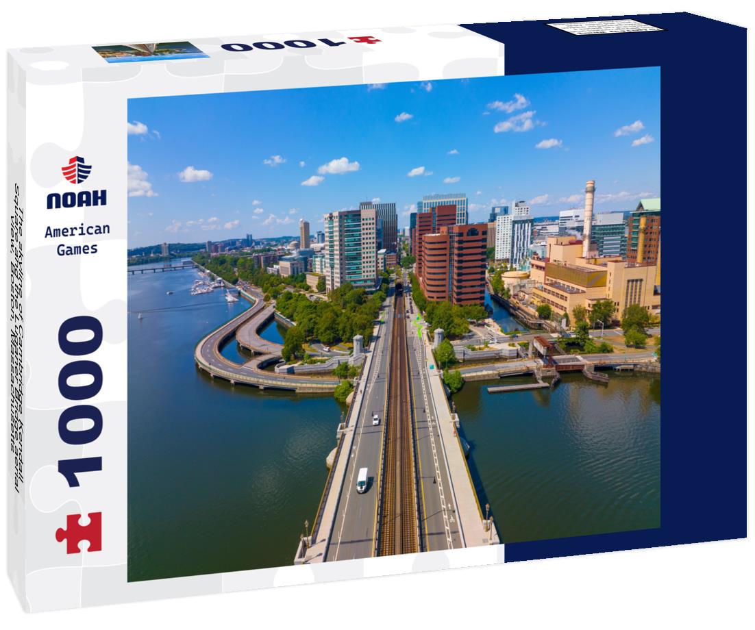 Noah Jigsaw Puzzle The skyline of Cambridge Kendall Square and the Luganer Bridge aerial view, Boston, Massachusetts 1000 pieces