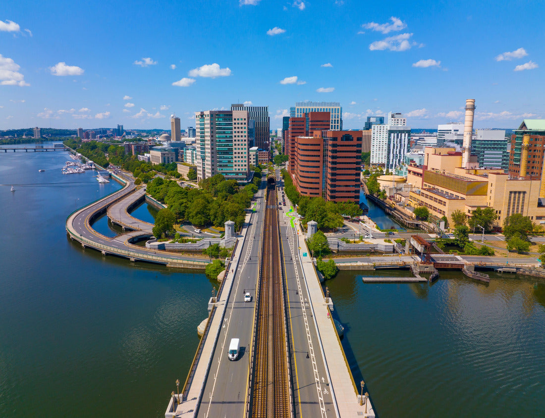 Noah Jigsaw Puzzle The skyline of Cambridge Kendall Square and the Luganer Bridge aerial view, Boston, Massachusetts 1000 pieces