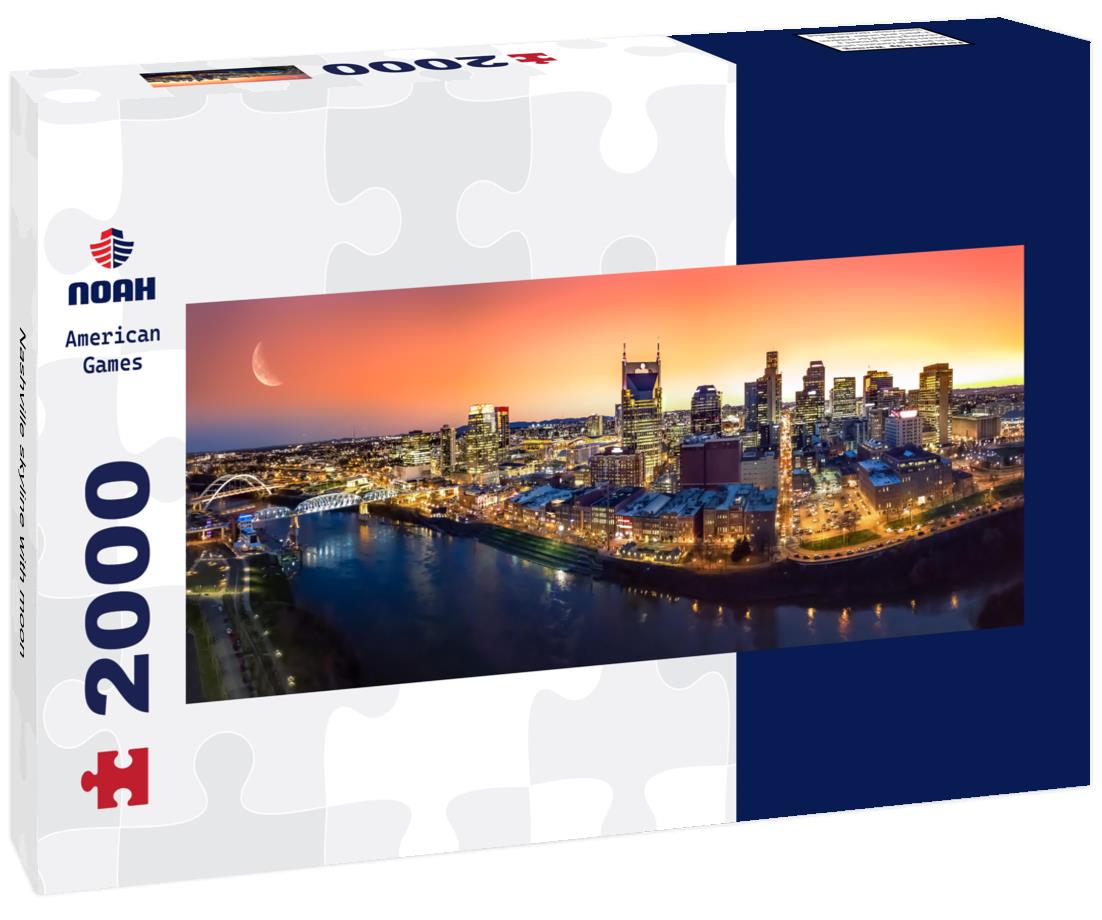 Nashville skyline with moon 2000pc Panoramic Puzzle